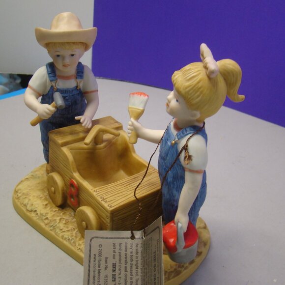 HOMCO DENIM DAYS "THE GO CART" PORCELAIN FIGURINE #15352-00 Farm with hang tag - Picture 7 of 16